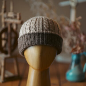 כובע דו צדדי 100% צמר אלפקה - חום אפור/בז'