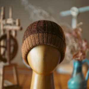 כובע דו צדדי 100% צמר אלפקה - חום כהה-חום בהיר