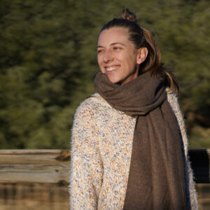 שאל 100% צמר אלפקה - חלק חום כהה