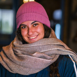 שאל 100% צמר אלפקה - מעוינים חום לבן